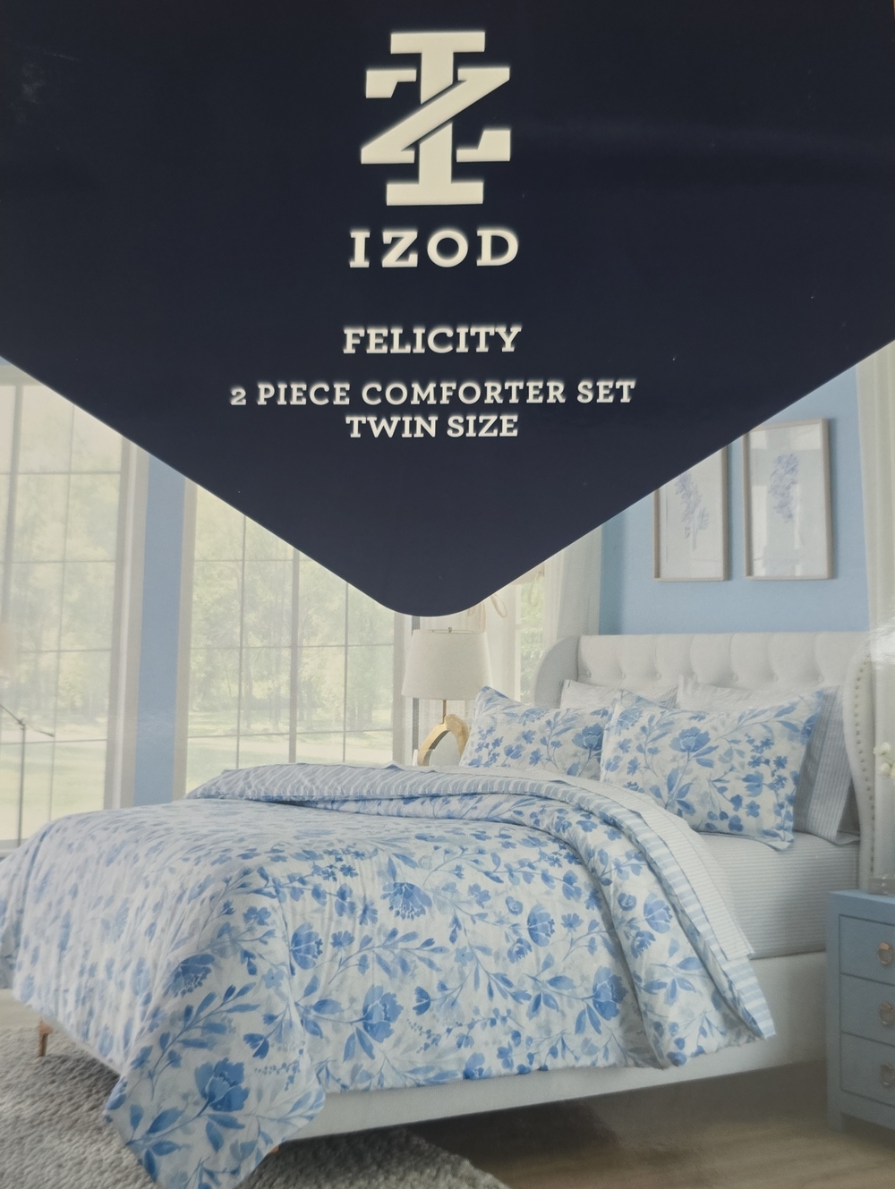 Izod Home Brand Blue Floral Twin Comforter Set